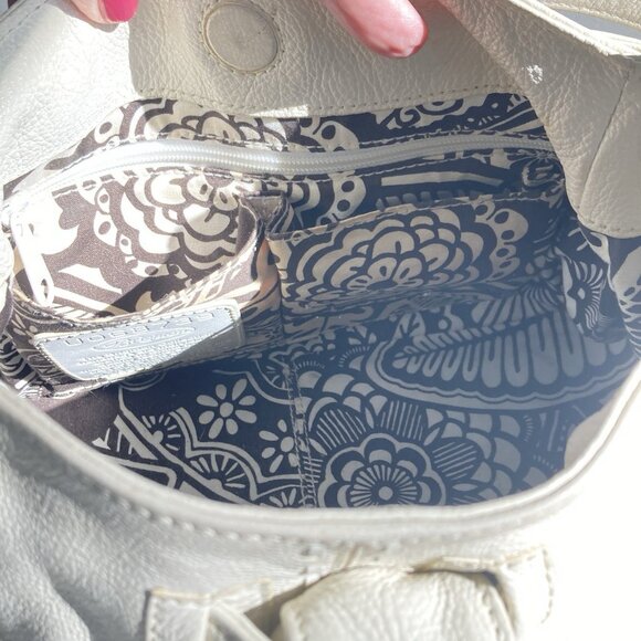 Brighton Leather Hobo Bag Handbag Ivory Bow Detail Coquette Retro - Picture 10 of 15